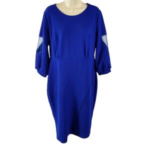 Chic Royal Blue Long Sleeve Dress With Cutout Sleeves